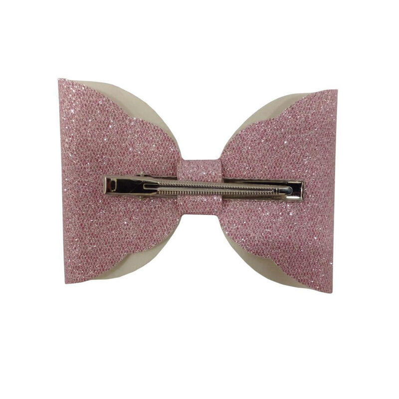 Broche Con Moño Para Cabello Glitter Panal Rosa image number null