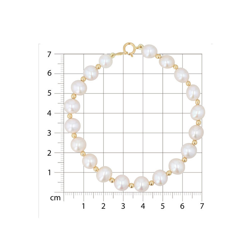 Pulsera Oro Amarillo 14k Con Perlas Blancas 18 ... image number null