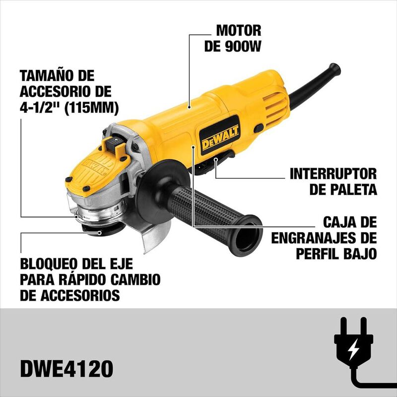 Esmeriladora DeWalt 4 1/2" 900W Profesional Mod... image number null