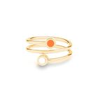 ANILLO DOBLE NEW WAVE CON CHARMS NARANJA Y BLANCO
