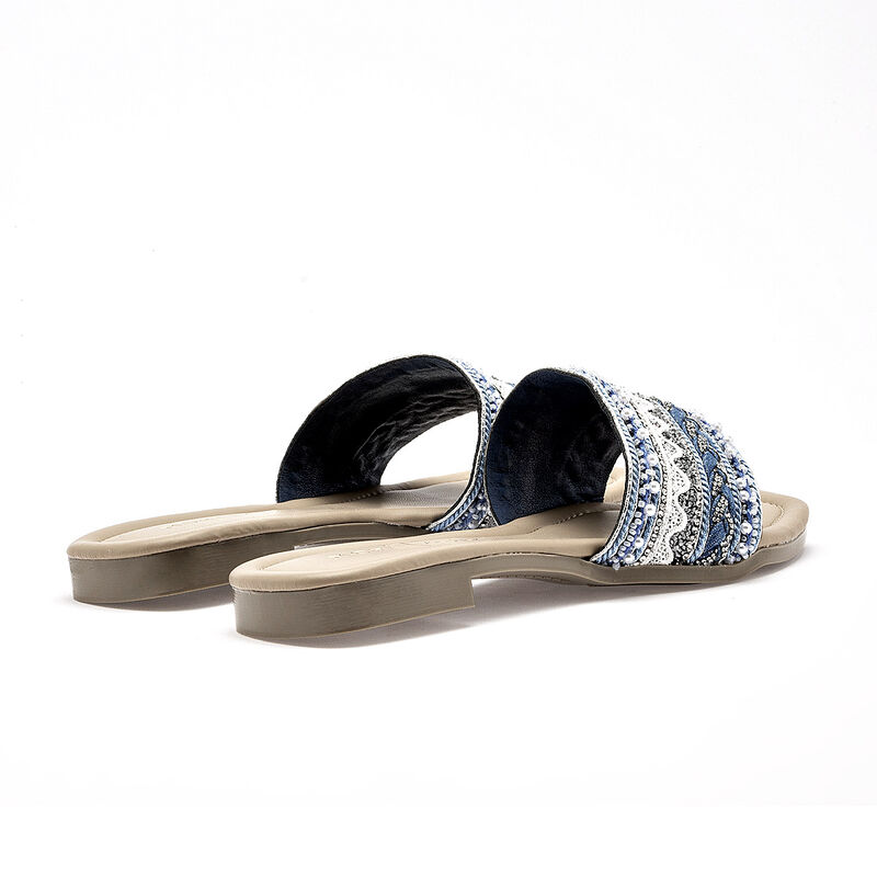 Mora Tierra sandalia piso para mujer azul blanc... image number null