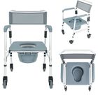 Silla para Ducha y Ba&ntilde;o con Cubeta 3 en 1 | Plegable, con Ruedas y Frenos, Altura Ajustable, Respaldo Transpirable &ndash; Ideal para Adulto Mayor o Movilidad Reducida en Casa | Soporta hasta 110 Kg