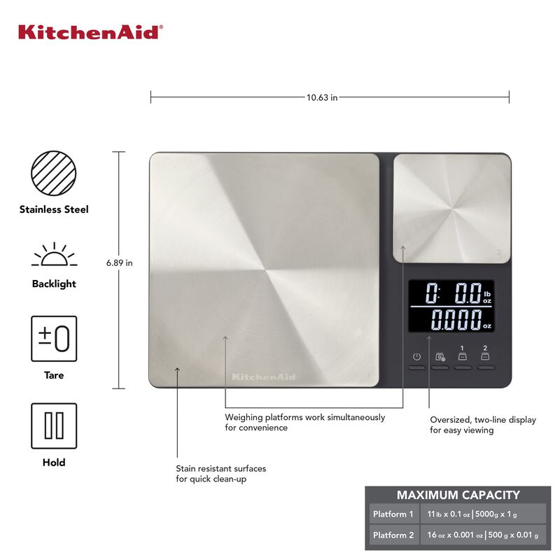 B&aacute;scula De Cocina Kitchenaid Kq909 De Doble Pla... image number null