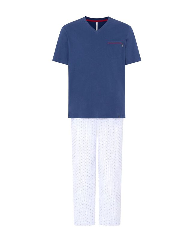 Pijama Largo Mixto Plumeti Marino image number null