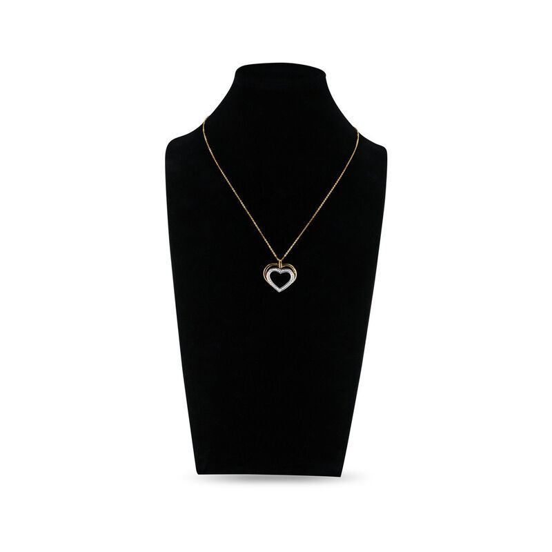 Dije Coraz&oacute;n Bicolor 10k Con Zirconias + Cadena... image number null