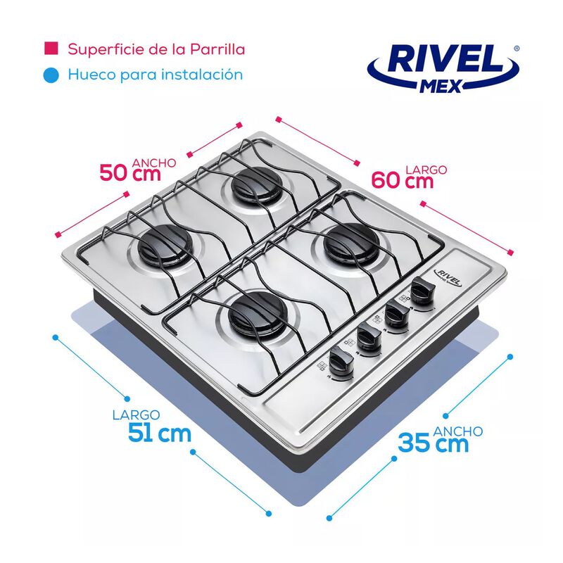 Parrilla A Gas Rivelmex 4Riv-Xmb 4 Quemadores P... image number null