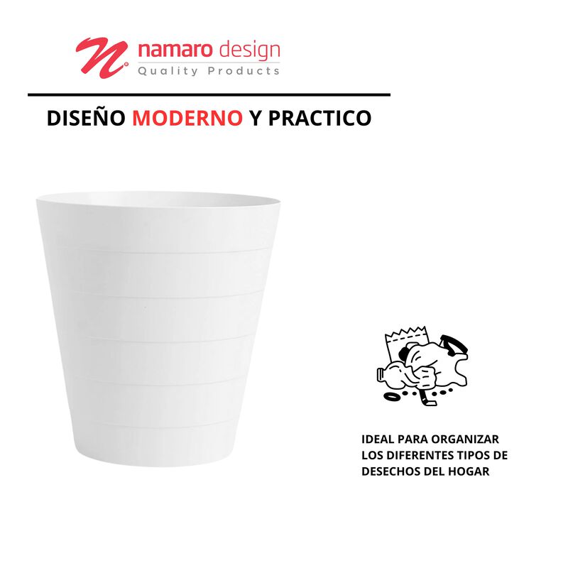 Basurero Papelero 11l Blanco Namaro Design image number null