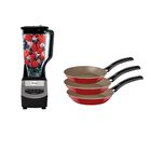 Combo Sartenes Tramontina Turim 3 Pzas Rojo + Licuadora Profesional Ninja 1000W END/SYP