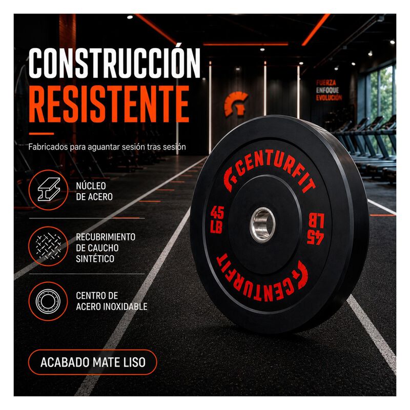 Par Disco Bumper Olimpico 45 Lb Centro Acero Ca... image number null
