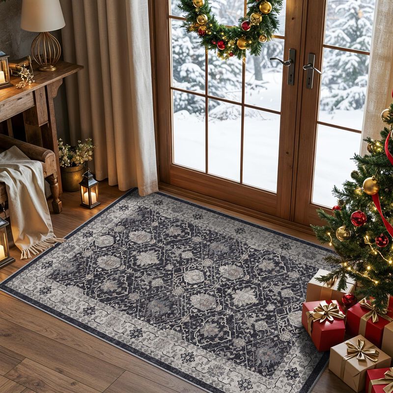 Alfombra De &Aacute;rea Lavable Negra 91 &times; 122 cm Hy H... image number null
