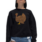 Sudadera De Cuello Redondo Word Art Para Mujer - Acci&oacute;n de Gracias - Negro