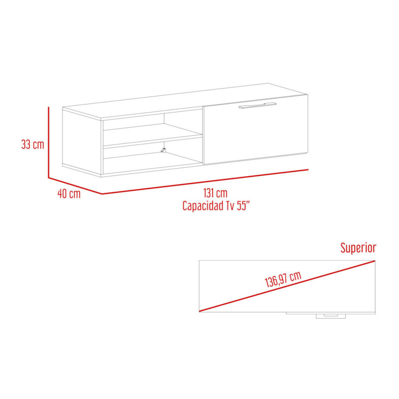 Rack para TV 55" Roatan Blanco image number null