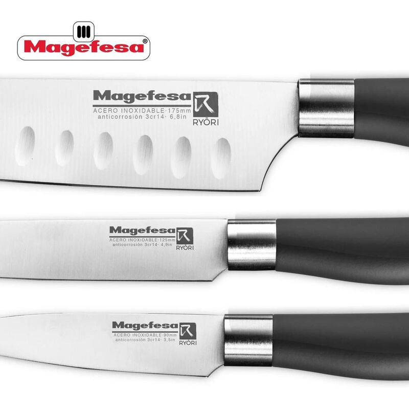 JUEGO DE 3 CUCHILLOS PROFESIONALES MAGEFESA RYO... image number null