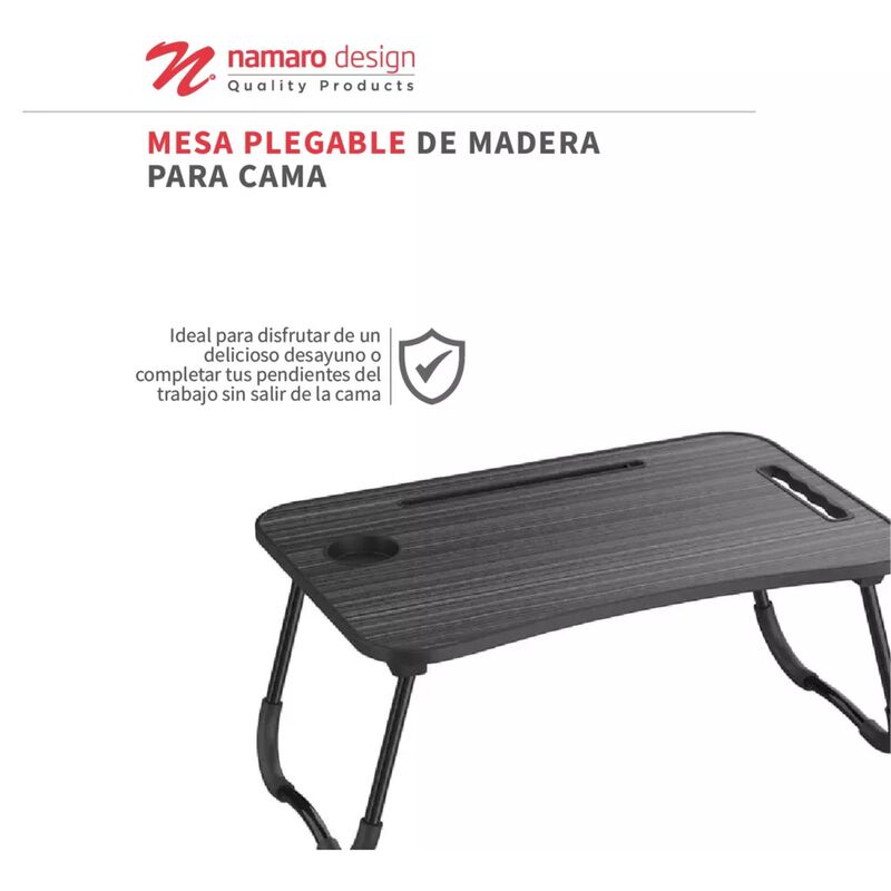 Mesa Para Cama Plegable Con Porta Vasos Gris Na... image number null