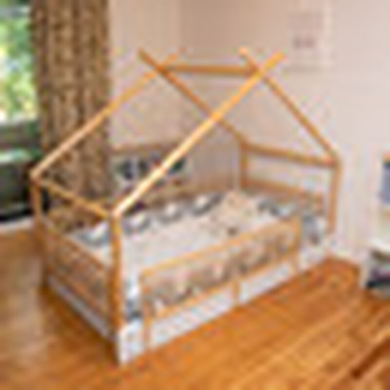 Cama Chalet Montessori de Madera con Barandales... image number null