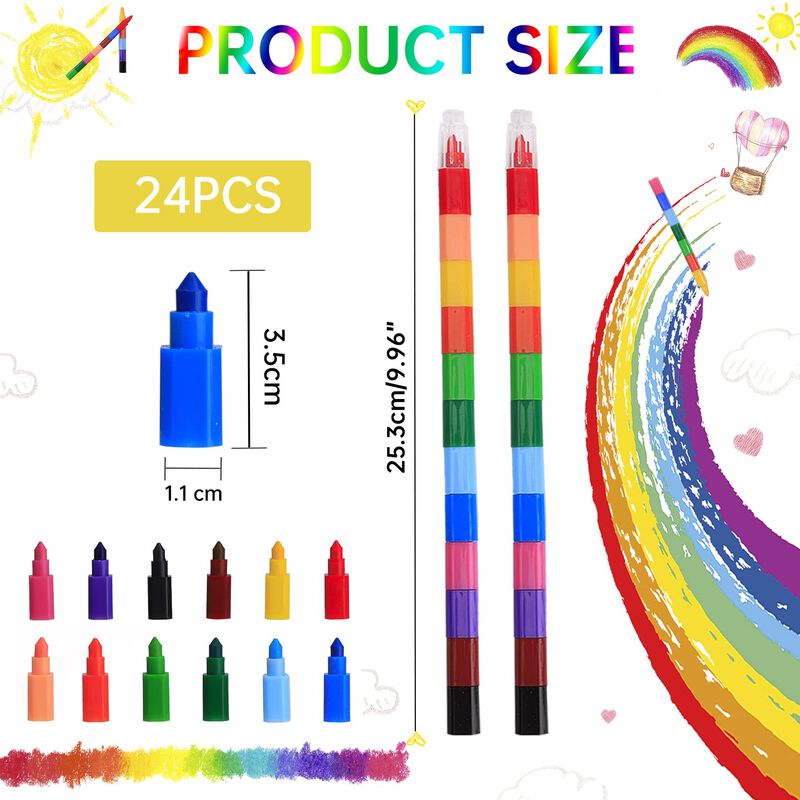 Crayones Ocbewua 24 Piezas Apilables &ndash; 12 Color... image number null