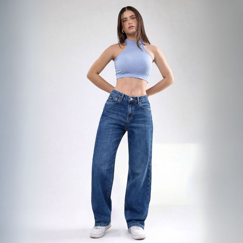 Pantal&oacute;n  Savi Jeans Mom Sb4739c Tiro Medio Par... image number null