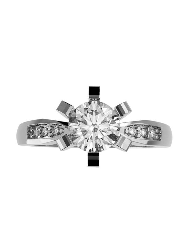 Anillo de Compromiso en Oro Blanco 10K con Circ... image number null