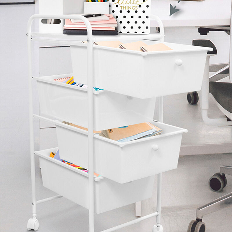 Carrito Organizador Multiusos  Blanco 4 Cajones... image number null