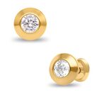 Broqueles De Oro Amarillo 14k Con Zirconias De 4 Mm