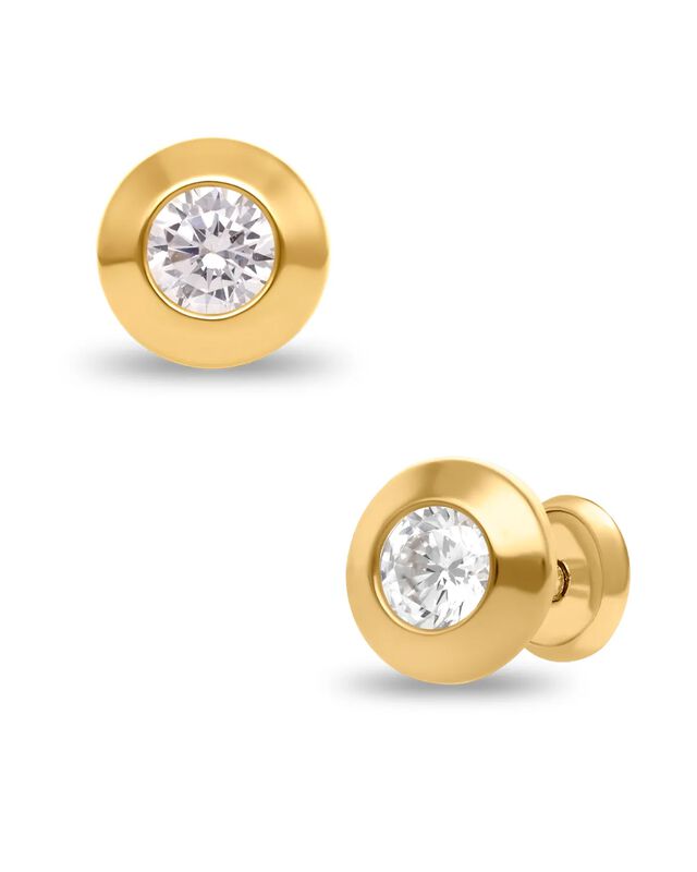 Broqueles De Oro Amarillo 14k Con Zirconias De ... image number null