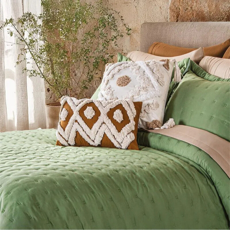 Colcha Neo Olivo Con Funda Y Olan Individual Co... image number null