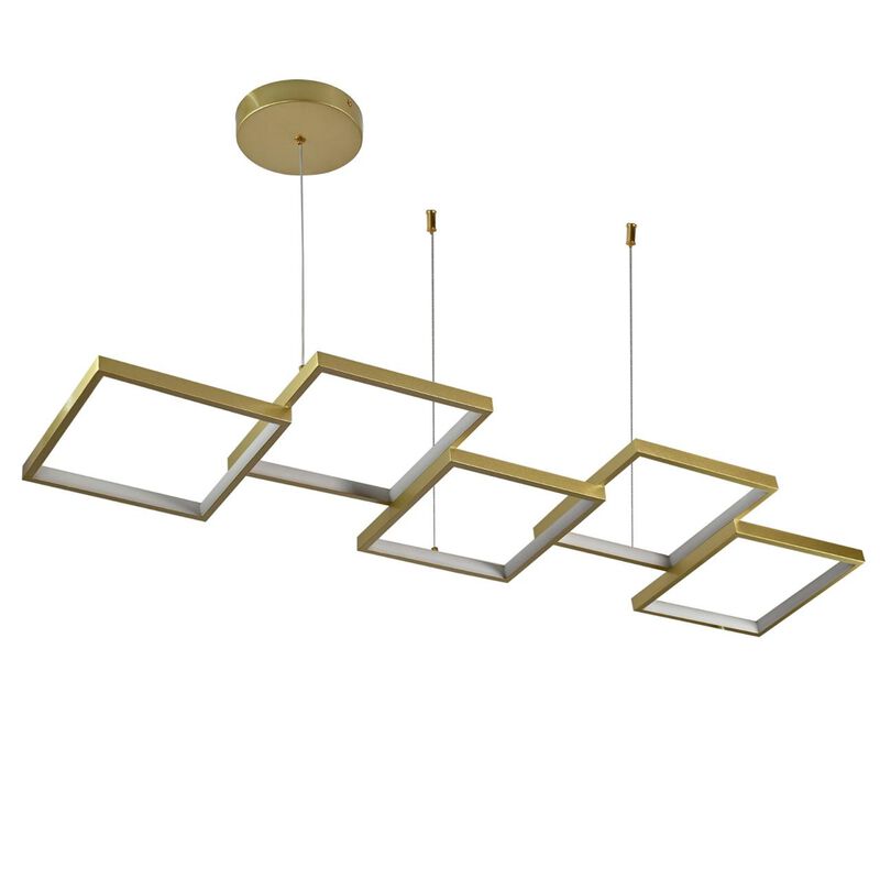 Candil Suspendido De Led 5 Cuadros Dorado image number null