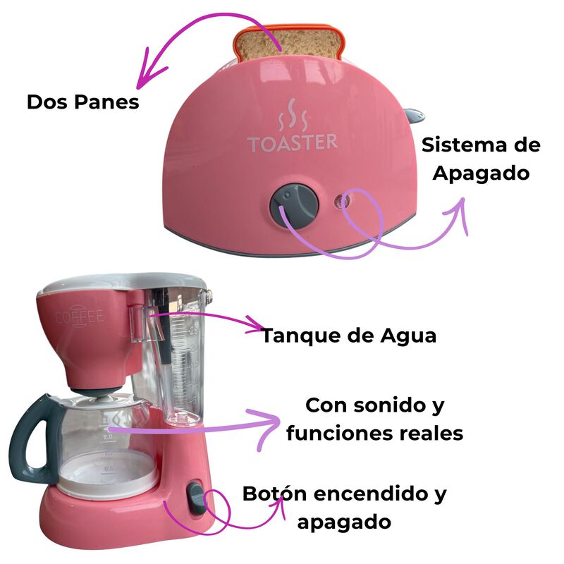 Set de Juguete Cocinita Cafetera y Tostadora co... image number null