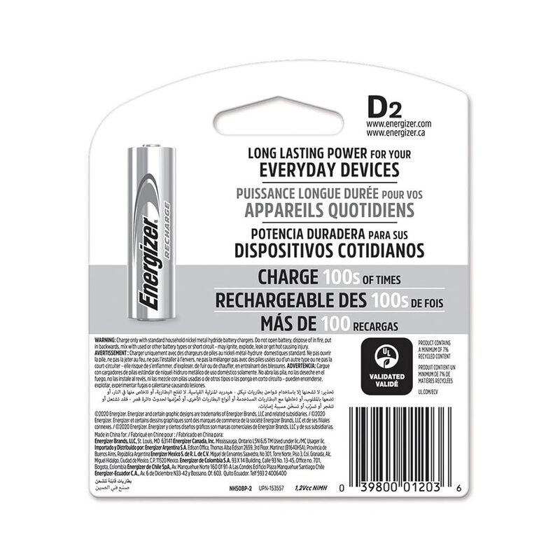 Pila Energizer Recargable D Con 2 2500mah Nimhh... image number null