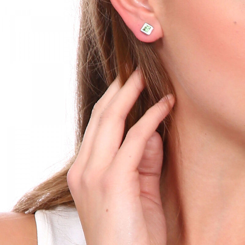 Aretes en Baño de Oro Blanco de 18K Cuadro con ... image number null