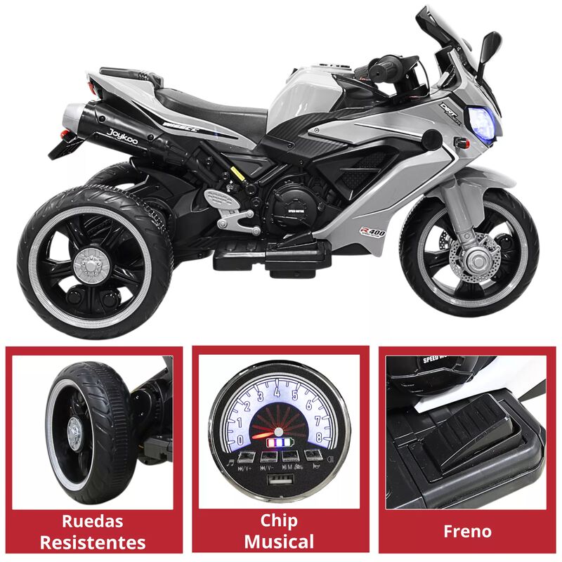 Moto El&eacute;ctrica Deportiva Para Ni&ntilde;os 3 Ruedas Bl... image number null