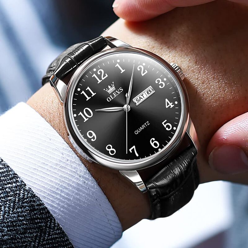 Reloj Olevs Con Correa De Piel Negra Para Hombr... image number null