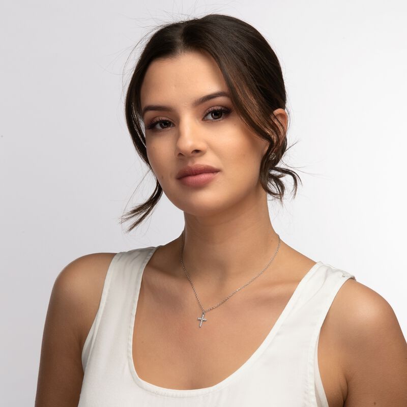 Collares Mujer Acero Inoxidable Cruz Zirconia C... image number null