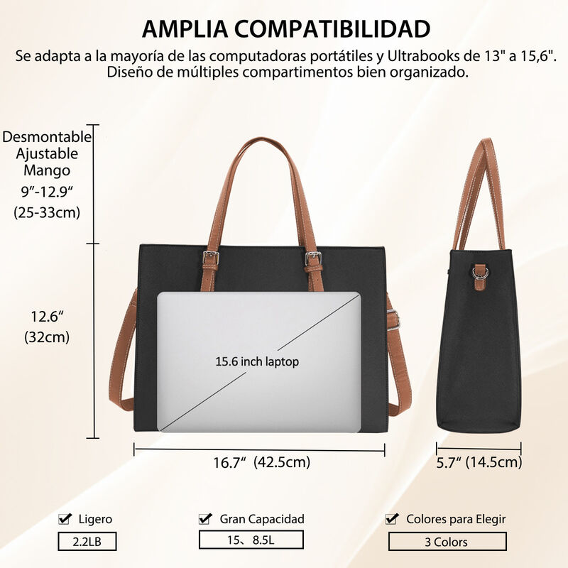 Bolso Tote Impermeable Negro para Computadora image number null
