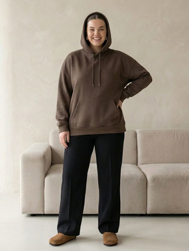 Sudadera Oversize C&oacute;moda Vers&aacute;til SUD-1021 Caf&eacute;... image number null