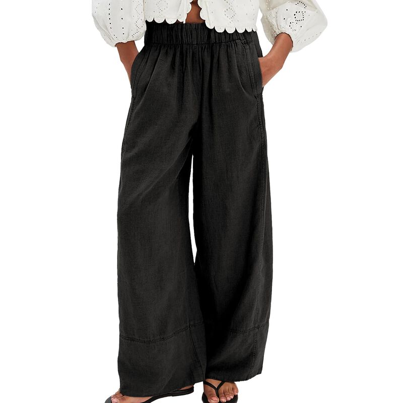 Pantalones Seeluna de Algod&oacute;n y Lino Palazzo image number null