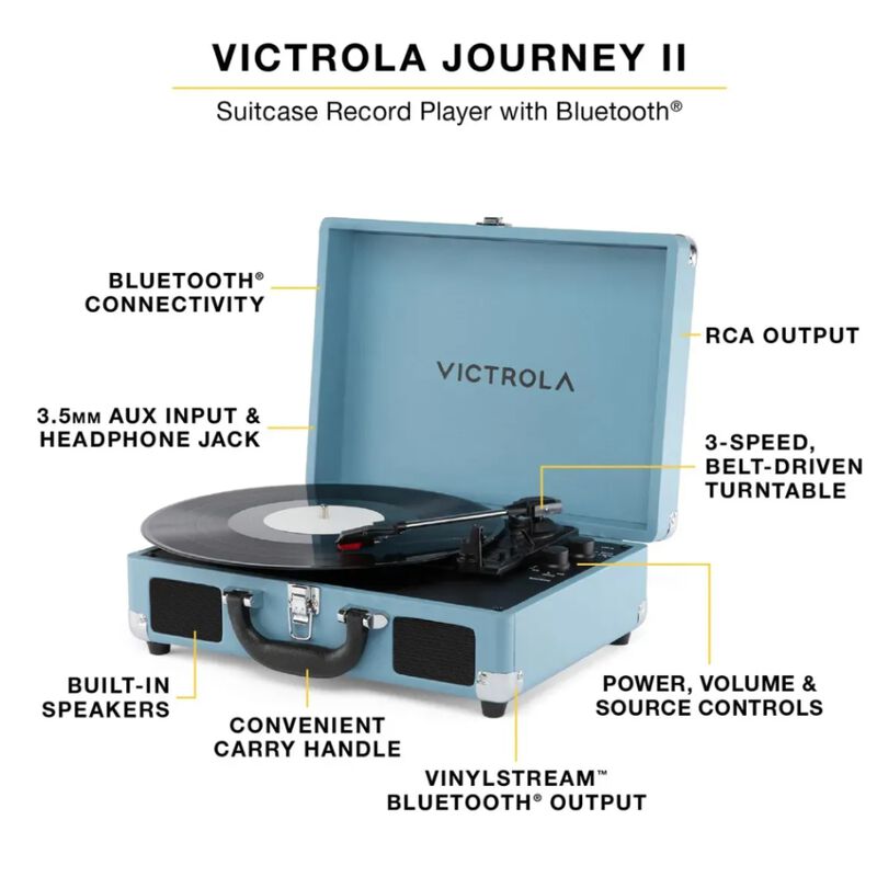 Tocadiscos Vintage Portafolio Victrola Port&aacute;til... image number null