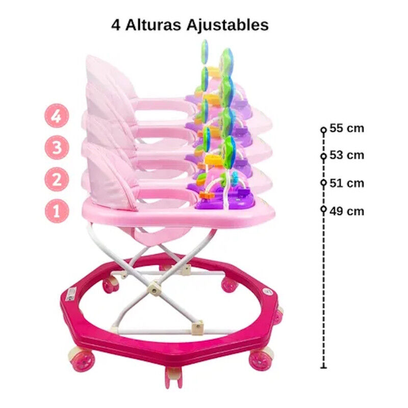 Andadera Beb&eacute; Plegable Rosa Musical Juguetero C... image number null