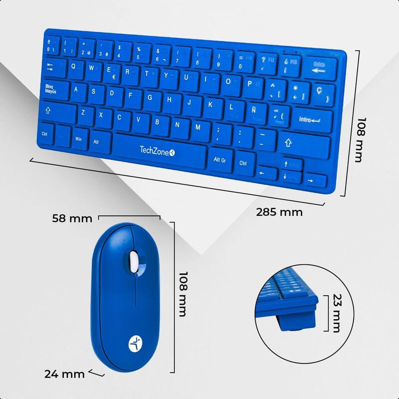 TechZone Teclado y Mouse Inalámbrico Mini Porta... image number null