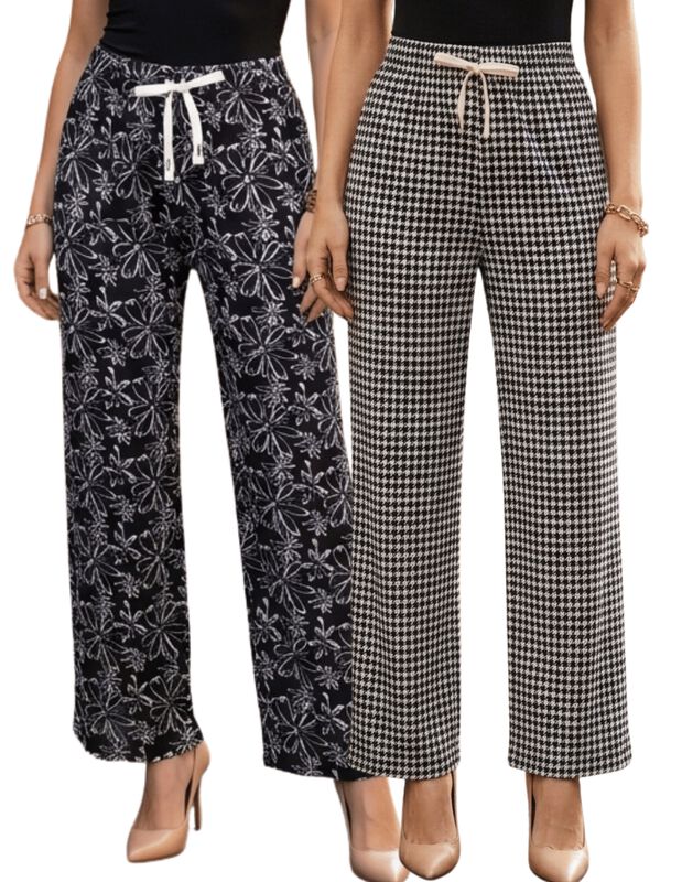 Set De Dos Pantalones De Mujer De Corte Ancho M... image number null