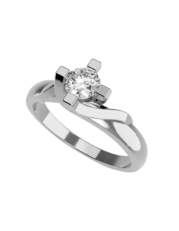 Anillo de Compromiso en Oro Blanco 14K con Circ... image number null