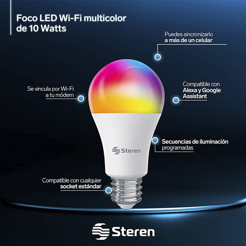 3 Focos Led Wi-Fi Rgb+W Multicolor De 10 W image number null