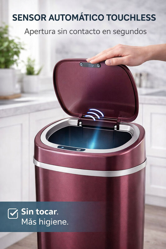 Bote De Basura Autom&aacute;tico Touchless 15l Vino Co... image number null