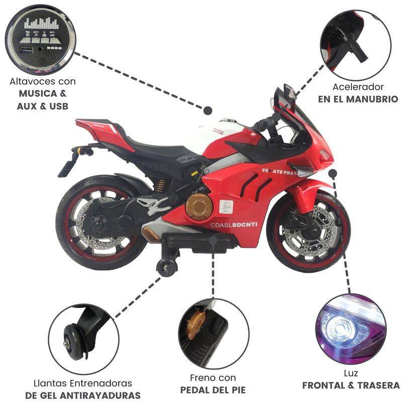 Moto El&eacute;ctrica Montable 12v Con Iluminaci&oacute;n Led... image number null