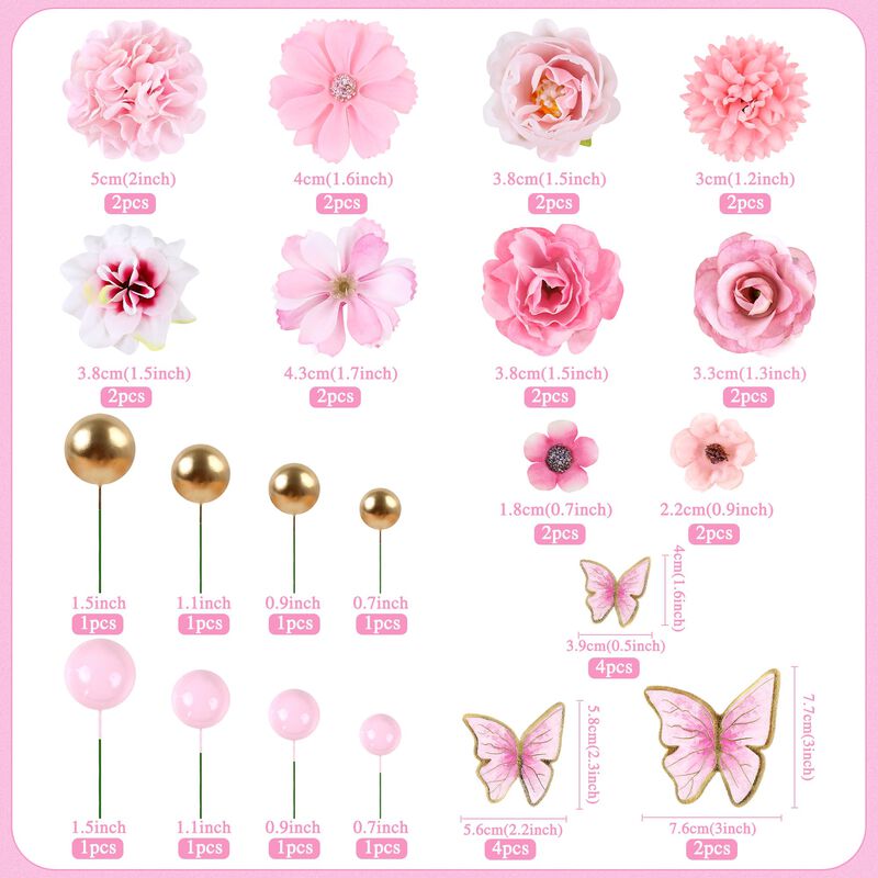 Adorno Para Pastel Cyodoos 38 Piezas Floral Con... image number null