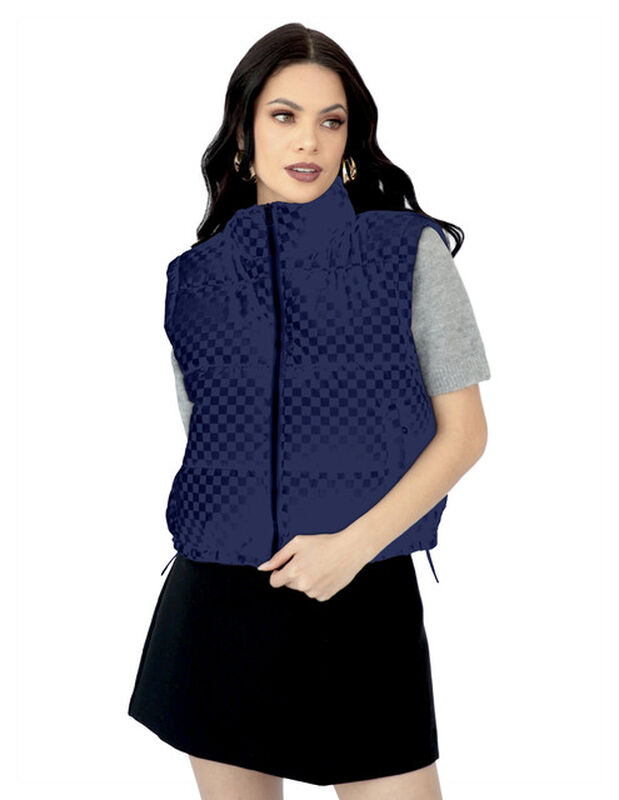 Chaleco Capitonado Corto Gorro Desmontable Azul... image number null