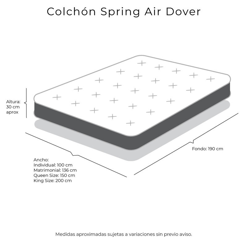 Colch&oacute;n Queen Size Dover + Almohada Royal + Pro... image number null