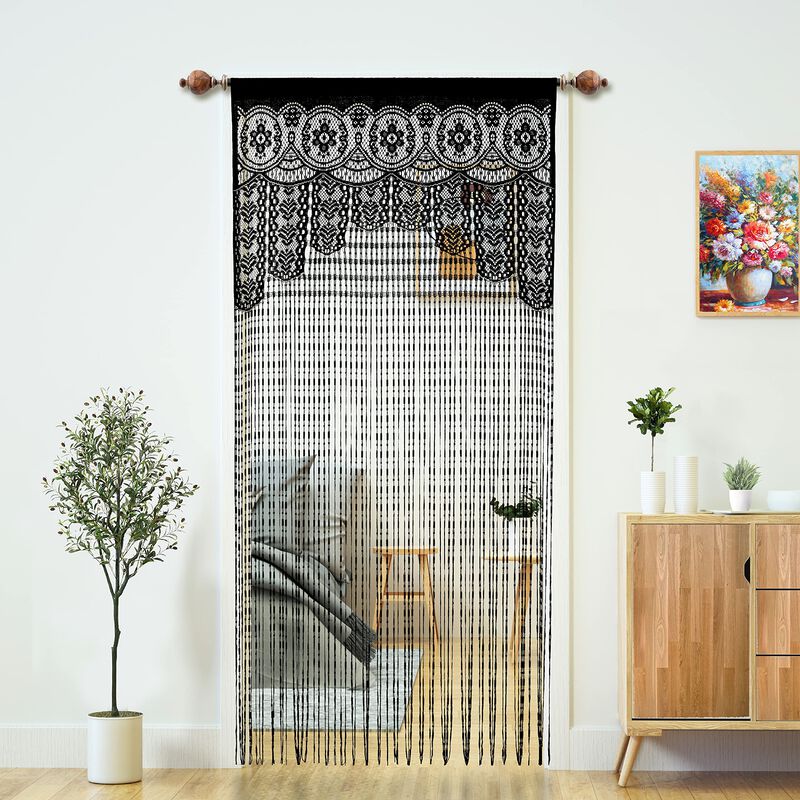 Cortina De Hilo Yaoyue, Encaje Macram&eacute;, 90 X 20... image number null