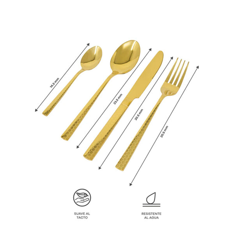 Set de Cubiertos Color Dorado para 4 Personas &ndash;... image number null