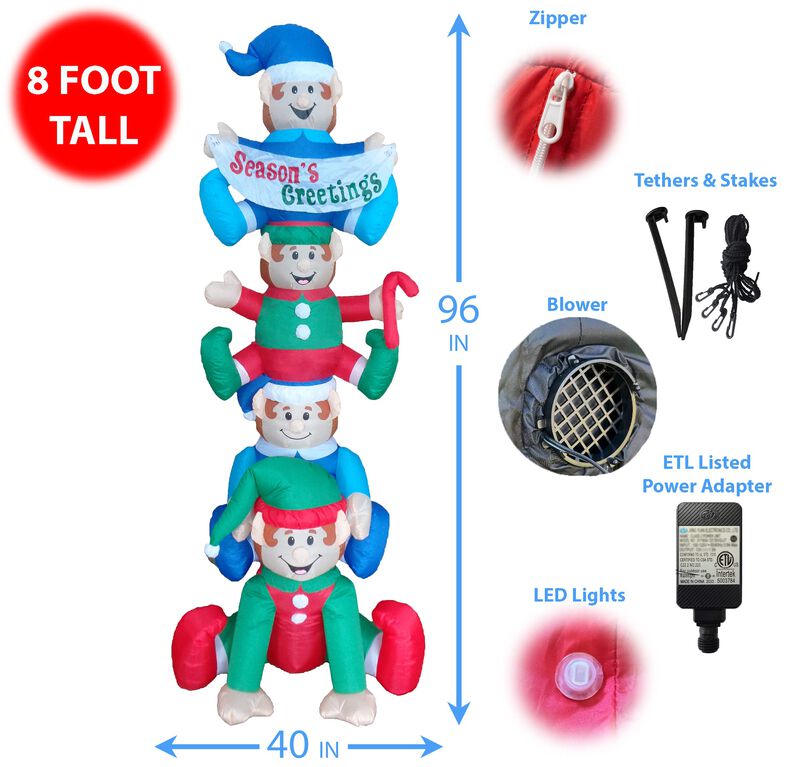 Inflable Bzb Goods 2,4 m Elfos Apilados Con Led image number null